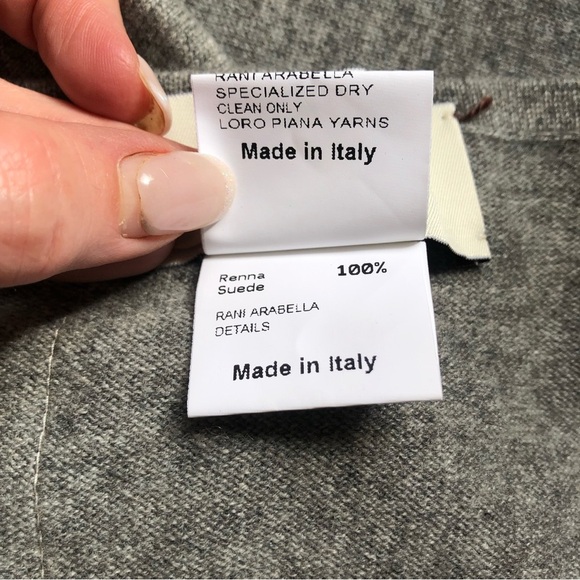 Rani Arabella Palermo Cashmere and suede blanket grey and tan 72 x 50 dry clean - Picture 6 of 6